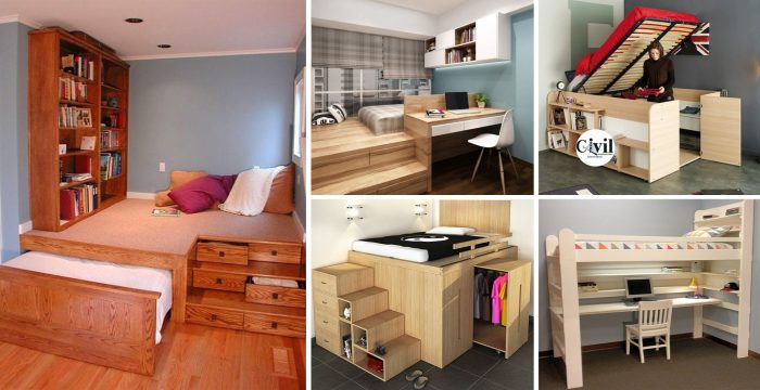 Space saving bedroom furniture for tiny homes